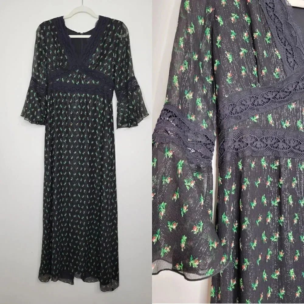 ⭐Rare⭐Anna sui floral chiffon maxi dress 2